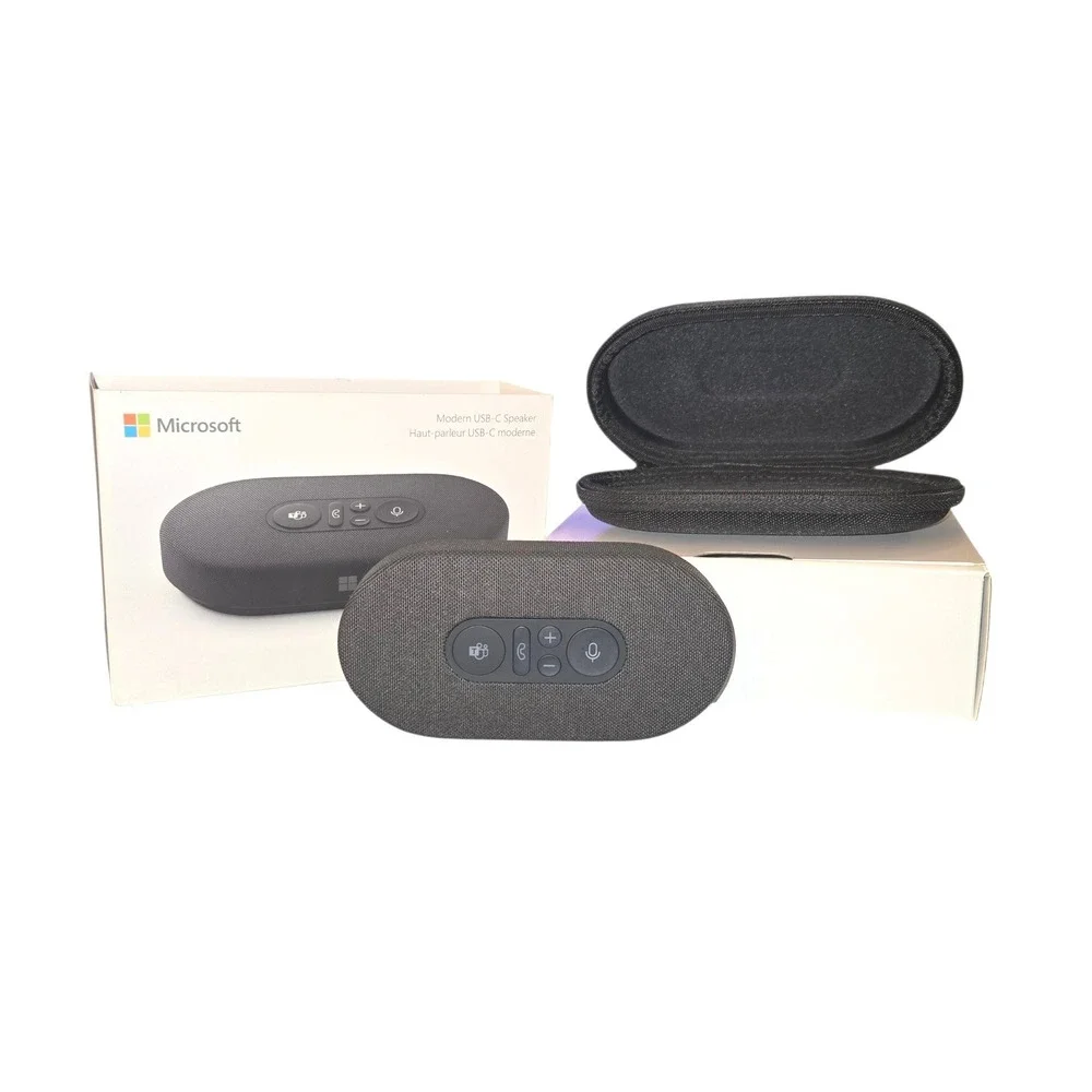Microsoft Modern USB-C Speaker Black Model 1990 MS Teams Certified Wired Case